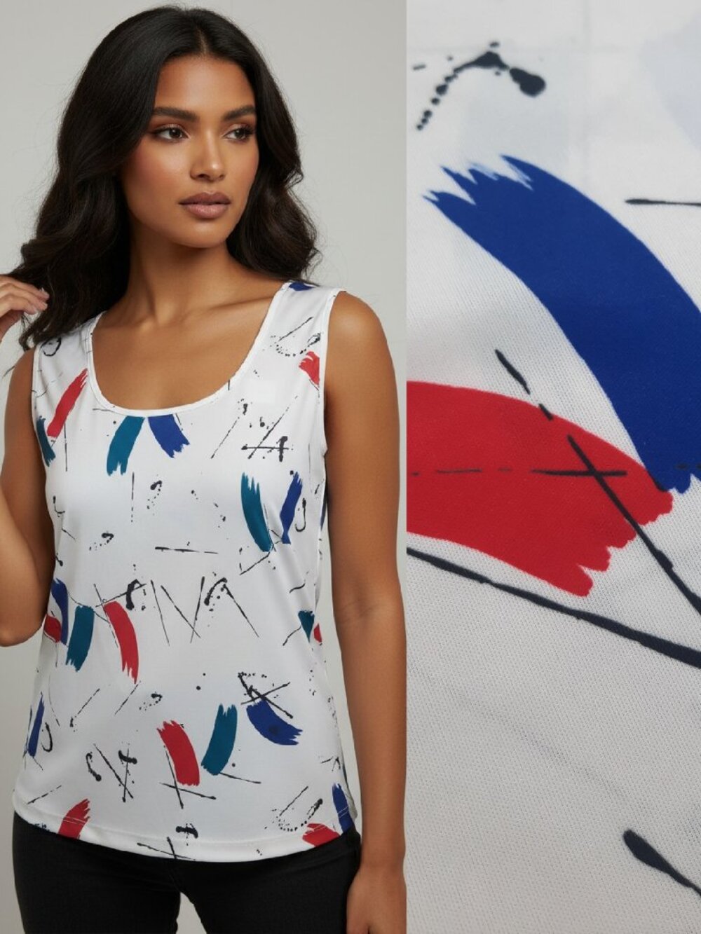 Vtg 80s paint brushstrokes tank top